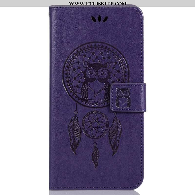 Etui Folio do iPhone 14 Pro Max z Łańcuch Łapacz Snów Sowa Z Paskiem